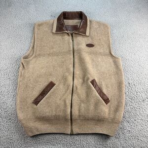 MCDONALD Possum Merino Wool Full Zip Vest Mens Large Brown & Beige New Zealand